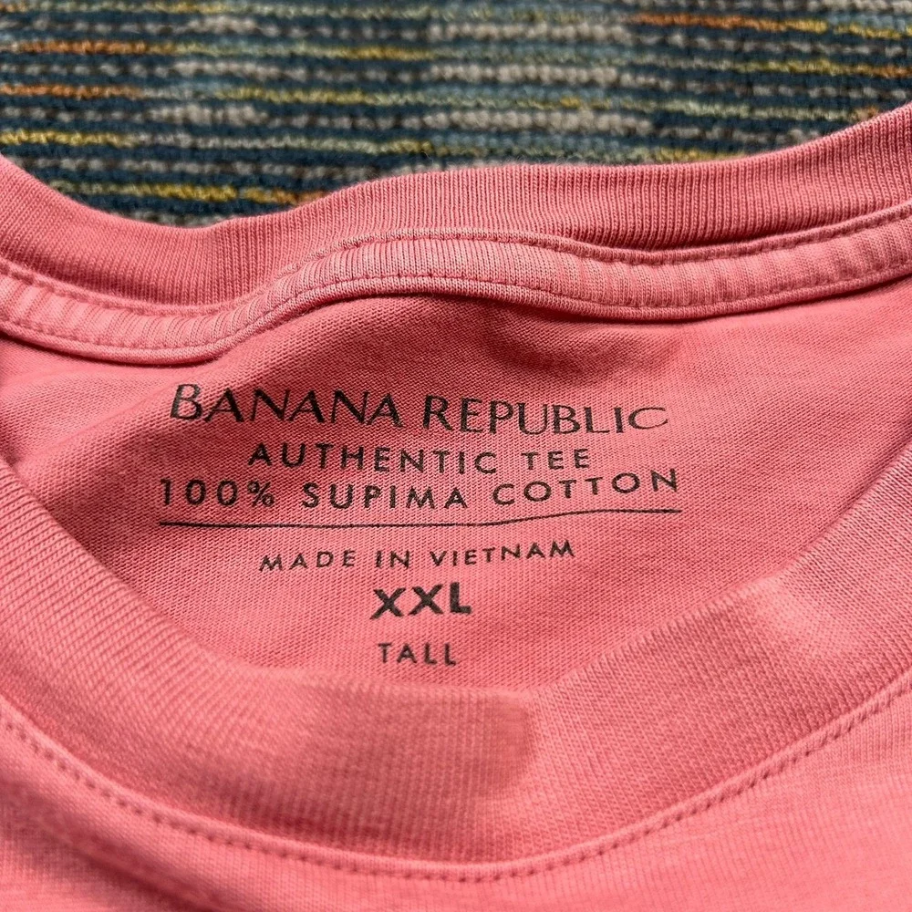 Banana Republic Authentic Tee XXL Tall 2XLT Pink Supima Cotton Pocket T-Shirt
